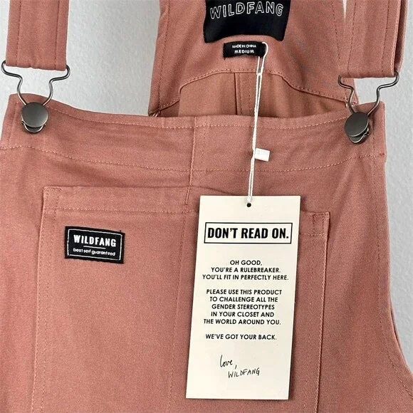 Wildfang Skirtall Overall Dress Womens Pink Sleeveless Short Denim